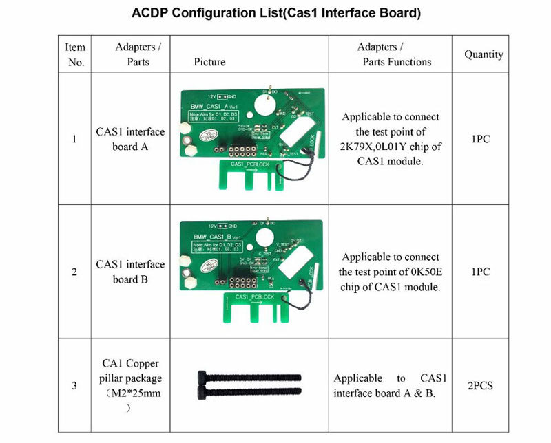 Yanhua ACDP CAS1 CAS2 Interface Board Adapter Set Read Write CAS1 CAS2 Data Without Soldering
