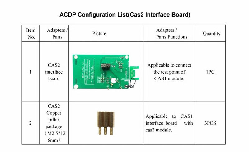 Yanhua ACDP CAS1 CAS2 Interface Board Adapter Set Read Write CAS1 CAS2 Data Without Soldering