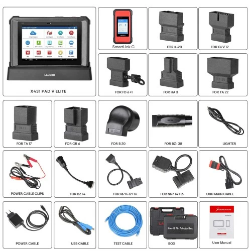 2024 LAUNCH X431 PAD V Elite Bi-Directional Diagnostic Scanner with SmartLink Supports CAN FD DoIP ECU Programming Topology Map