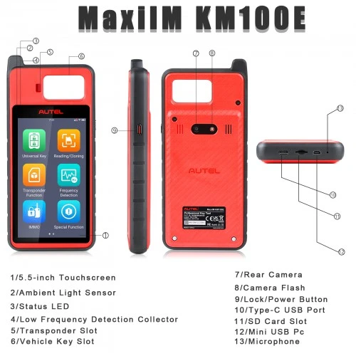 Newest Autel MaxiIM KM100 KM100E Auto Key IMMO Universal Key Generator Kit with V200 Adapter Lifetime Free Update Online
