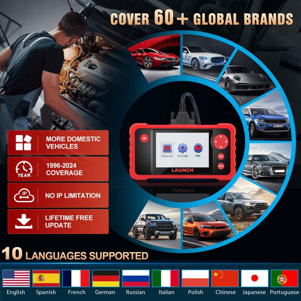 LAUNCH CRP123i V2.0 OBD2 Scanner ABS SRS Engine Code Reader Car Diagnostic Tool Save 54%