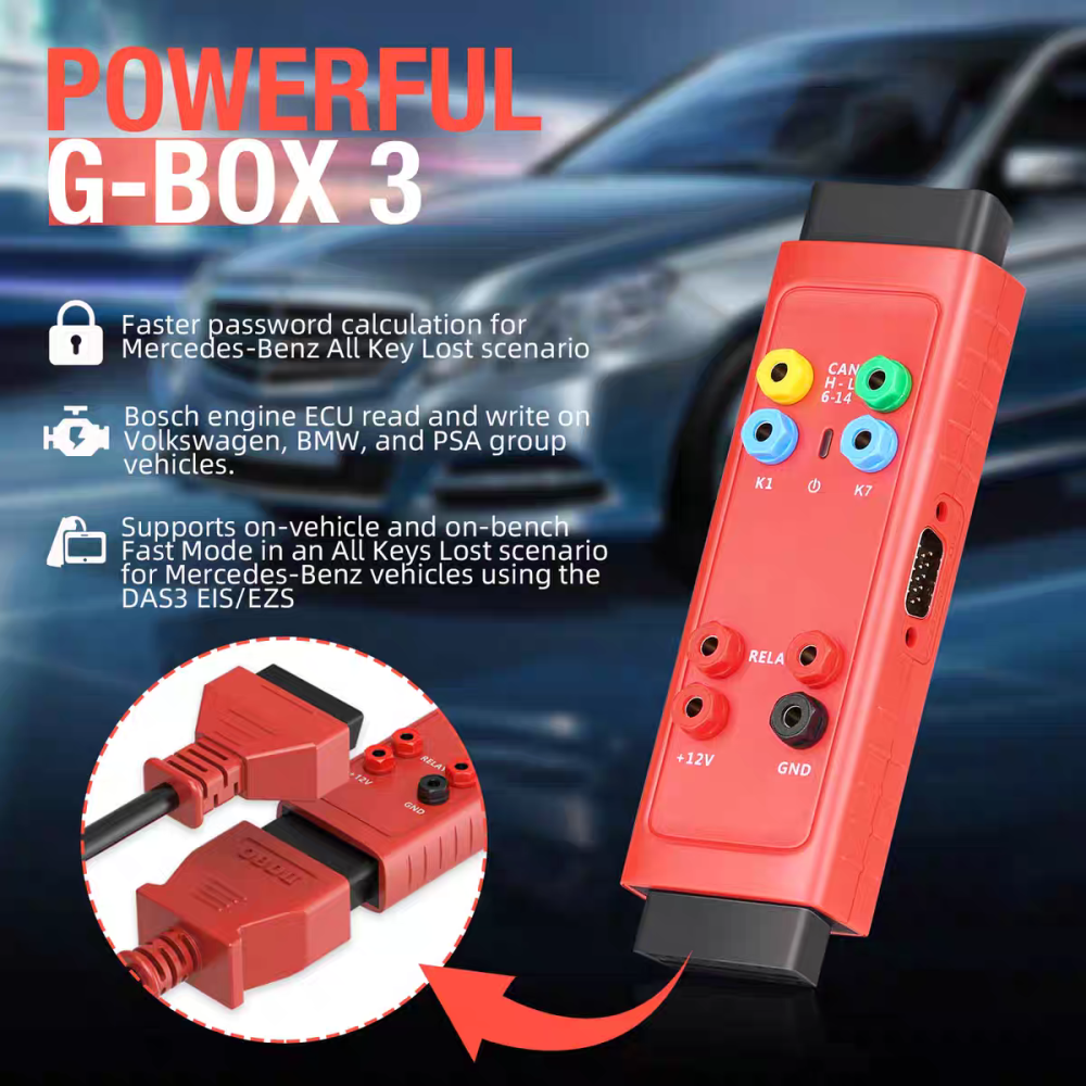 Autel G-BOX3 Key Programming Adapter For Mercedes and BMW Support Engine ECU Reading/Writing for BOSCH MD1/MG1