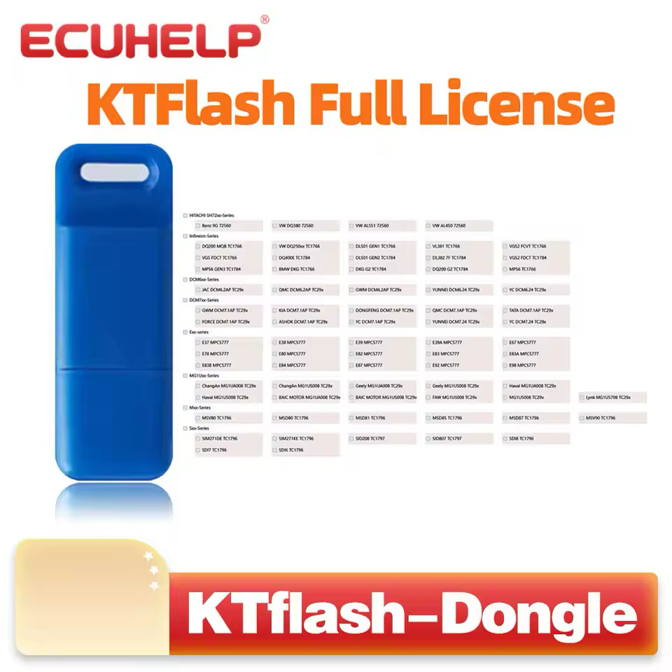 ECUHELP KTFlash Full License with DCM6.2V/SXX/MXX/MG1UXX/EXX/DCM7XX/DCM6XX/Infineon/HITACHI SH72XX/MD1G1/6XX/CRD2XX/CRD3XX/Simos(20 license)