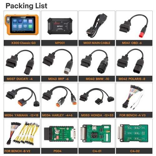 2025 OBDSTAR X300 Classic G3 Key Programmer with Built-in CAN FD DoIP Support Car/ HD/ E-Car/ Motorcycles/ Jet Ski Get Free Key Sim and Motor Adapters