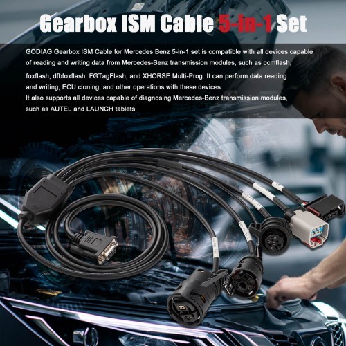 GODIAG Gearbox ISM Cable 5-in-1 Set for Mercedes Benz VGS-FDCT 724/ VGS2-722.8/ VGS-7G-TRONIC-722.9/ VGS-9GT-725/ ISM