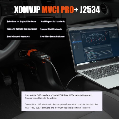 XHORSE XDMVJPGL MVCI PRO J2534 2nd Generation Vehicle Diagnostic Programming Cable for Benz/ Volvo/ Nissan/ Renault/ Peugeot/ GM/ Volkswagen/ Toyota XHORSE XDMVJPGL MVCI PRO J2534 2nd Generation Vehicle Diagnostic Programming Cable for Benz/ Volvo/ Nissa