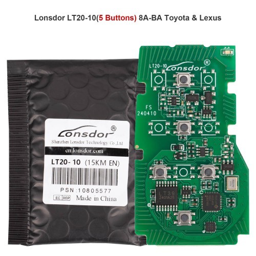Lonsdor LT20-10 5 Buttons 8A-BA Smart Key PCB Board for 2023 Toyota Lexus – for K518 K518PRO KH100+ Adjustable Frequency