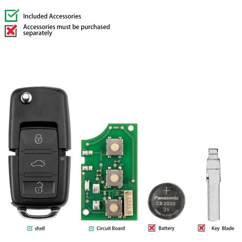 [5pieces/lot] KEYDIY KD B01-3 Universal Flip Remote Key 3 Buttons for Volkswagen Type