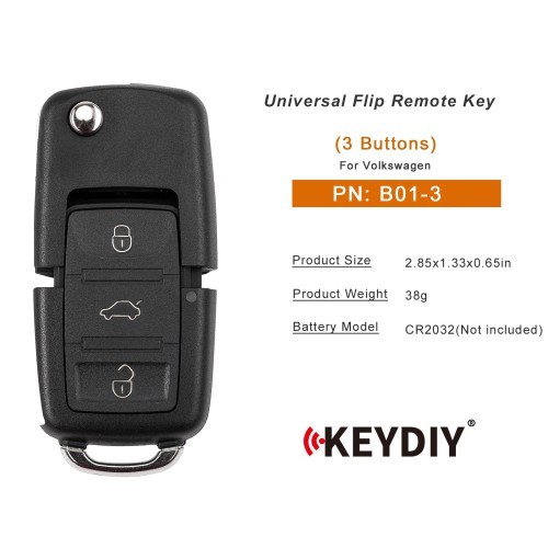 [5pieces/lot] KEYDIY KD B01-3 Universal Flip Remote Key 3 Buttons for Volkswagen Type