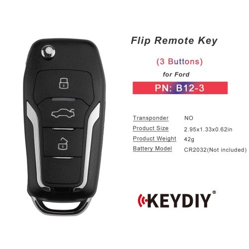 (5 Pieces/Lot)KEYDIY KD B12-3 Universal Flip Remote Key 3 Buttons for Ford Type
