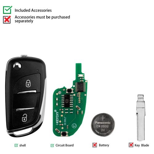 (5 Pieces/Lot)KEYDIY KD NB11-2 PCF Universal Flip Remote Key 2 Buttons for PSA Type