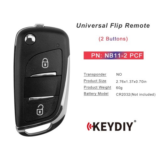 (5 Pieces/Lot)KEYDIY KD NB11-2 PCF Universal Flip Remote Key 2 Buttons for PSA Type