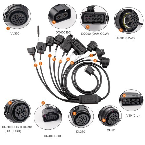 GODIAG Gearbox Cable 8-in-1 for V-A-G V30 DQ200 DL501 VL300 VL381 DQ500 DQ250 DQ380 DQ381 DQ400E Directly Connects AUTEL Gbox Xhorse Multi Prog