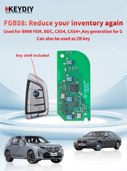 (5pcs/Lot)Keydiy KD FGB58 Smart Key with Key Shell for BMW CAS4 CAS4+ FEM BDC
