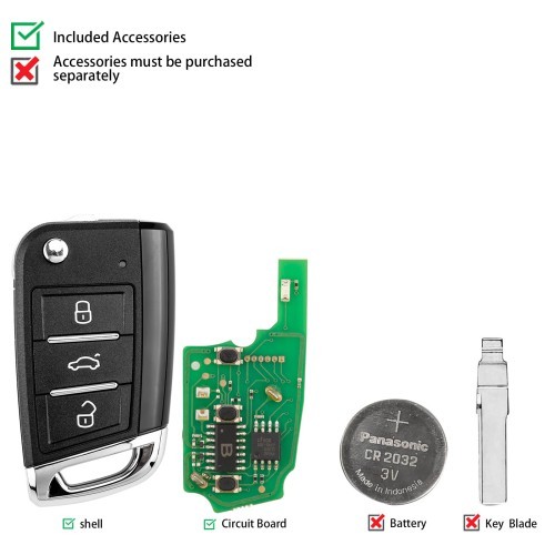 (5PCS/LOT)KEYDIY KD B15-3 Universal Flip Remote Key 3 Buttons for VW MQB Type 5pcs/lot