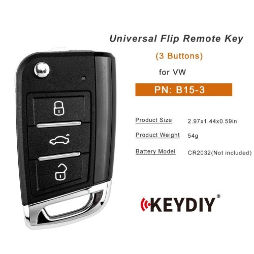 (5PCS/LOT)KEYDIY KD B15-3 Universal Flip Remote Key 3 Buttons for VW MQB Type 5pcs/lot