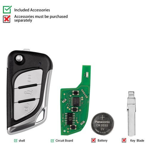 5PCS/LOT KEYDIY KD NB30-3 Universal Flip Remote Key 3 Buttons (Metal Buttons) Type