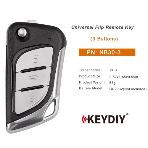 5PCS/LOT KEYDIY KD NB30-3 Universal Flip Remote Key 3 Buttons (Metal Buttons) Type