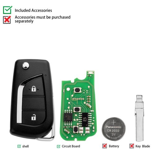 (5PCS/LOT)KEYDIY KD B13-2 Universal Flip Remote Key 2 Buttons for Toyota Type