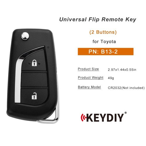 (5PCS/LOT)KEYDIY KD B13-2 Universal Flip Remote Key 2 Buttons for Toyota Type