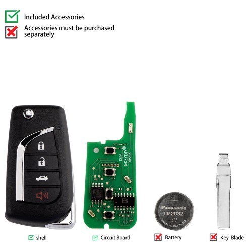 (5PCS/LOT)KEYDIY KD B13-4 Universal Flip Remote Key 3+1 Buttons for Toyota Type