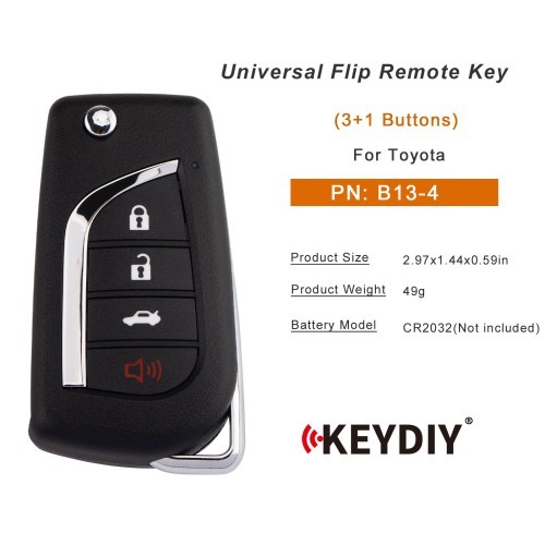 (5PCS/LOT)KEYDIY KD B13-4 Universal Flip Remote Key 3+1 Buttons for Toyota Type