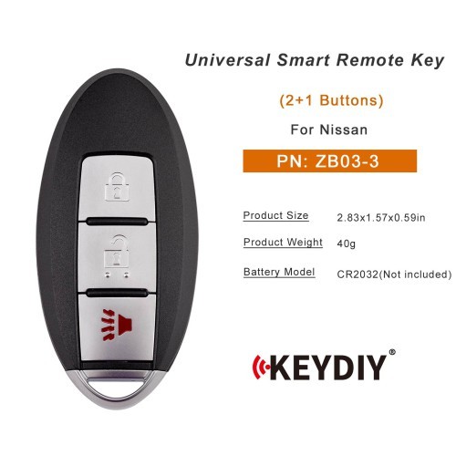 (5PCS/LOT) KEYDIY KD ZB03-3 Universal Smart Remote Key 2+1 Buttons for Nissan Type