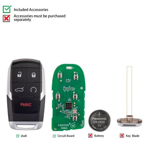 (5PCS/LOT)KEYDIY KD ZB18-5 Universal Smart Remote Key 4+1 Buttons for Dodge Ram Type