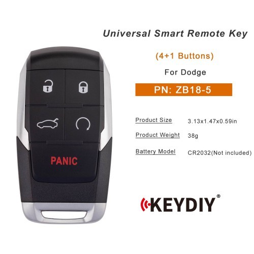 (5PCS/LOT)KEYDIY KD ZB18-5 Universal Smart Remote Key 4+1 Buttons for Dodge Ram Type