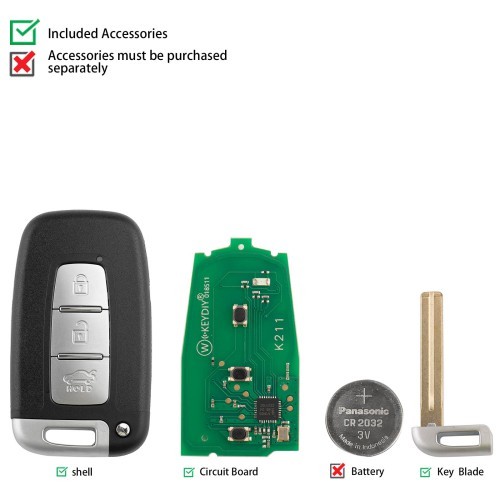 (5PCS/LOT) KEYDIY KD ZB04-3 Universal Smart Remote Key (Middle Slot) 3 Buttons for Hyundai Type