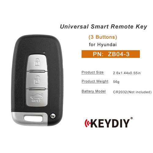 (5PCS/LOT) KEYDIY KD ZB04-3 Universal Smart Remote Key (Middle Slot) 3 Buttons for Hyundai Type
