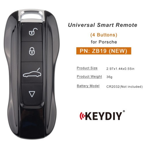 (5PCS/LOT)KEYDIY KD ZB19 (NEW) Universal Smart Remote Key 4 Buttons for Porsche Type 5pcs/lot