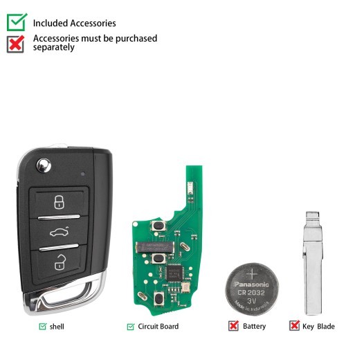 [5Pcs/Lot]   KD ZB15-3 Universal MQB Style Smart Flip Remote Key 3 Buttons for VW Type