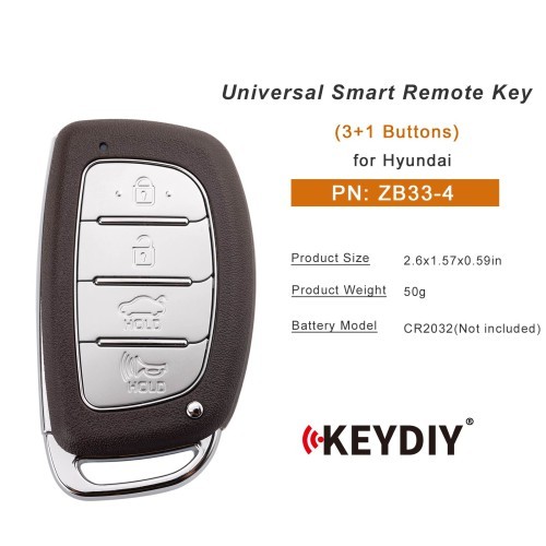 (5PCS/LOT)KEYDIY KD ZB33-4 Universal Smart Remote Key 3+1 Buttons for Hyundai Type