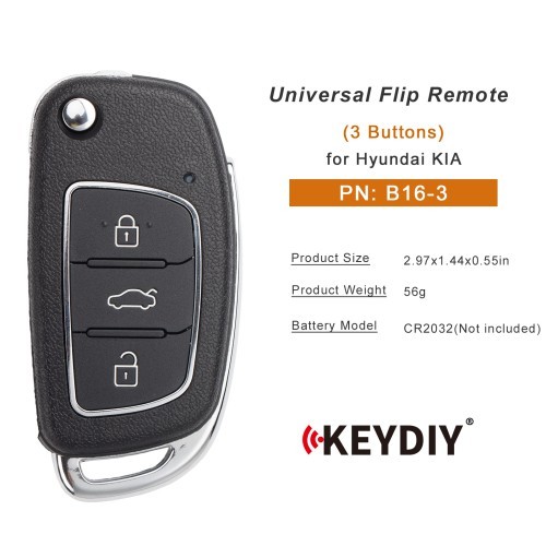 (5PCS/LOT)KEYDIY KD B16-3 Universal Flip Remote 3 Buttons Key for Hyundai KIA