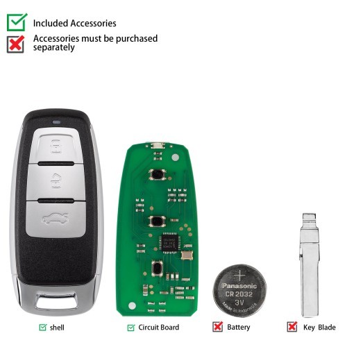 (5PCS/LOT)KEYDIY KD ZB08-3 Universal Smart Remote Key 3 Buttons for Audi Type