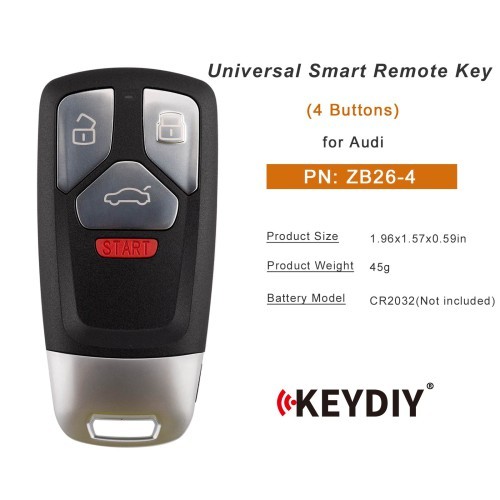 (5PCS/LOT)KEYDIY KD ZB26-4 Universal Smart Remote Key for Audi Type