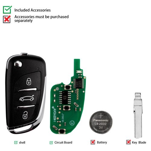 (5PCS/LOT)  KD NB11-3 Universal Remote Key 3 Buttons