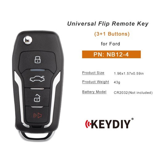 (5PCS/LOT) KD NB12-4 Universal Flip Remote Key 3+1 Buttons for Ford Type