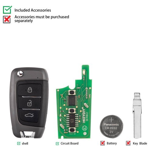(5PCS/LOT)KEYDIY KD NB25-3 PCF Universal Flip Remote Key 3 Buttons for Hyundai Type