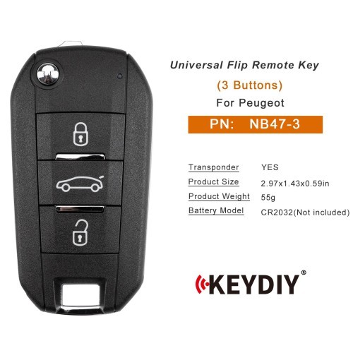 (5PCS/LOT)  KD NB47-3 Universal Flip Remote Key 3 Buttons for Peugeot Type 5pcs/lot