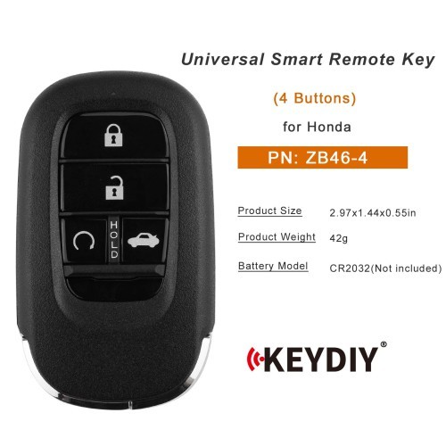 (5PCS/LOT)  KD ZB46-4 (Start) Universal Smart Remote Key 4 Buttons for Honda Type 5pcs/lot