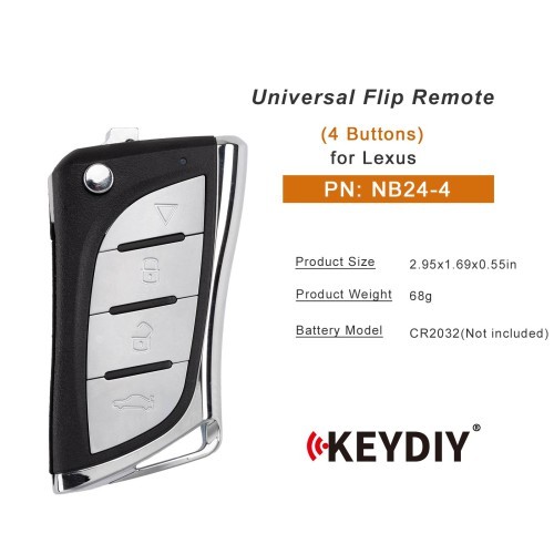 (5PCS/LOT)  KEYDIY KD NB24-4 Universal Flip Remote Key 4 Buttons for Lexus Type 5pcs/lot
