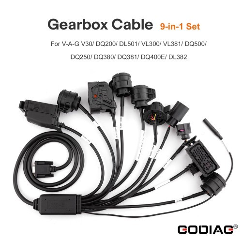 GODIAG Gearbox Cable 9-in-1 for V-A-G V30 DQ200 DL501 VL300 VL381 DQ500 DQ250 DQ380 DQ381 DQ400E Directly Connects AUTEL Gbox Xhorse Multi Prog