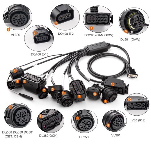 GODIAG Gearbox Cable 9-in-1 for V-A-G V30 DQ200 DL501 VL300 VL381 DQ500 DQ250 DQ380 DQ381 DQ400E Directly Connects AUTEL Gbox Xhorse Multi Prog