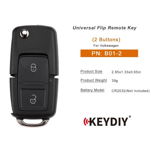[5pieces/lot] KEYDIY KD B01-2 Universal Flip Remote Key 2 Buttons for Volkswagen Type