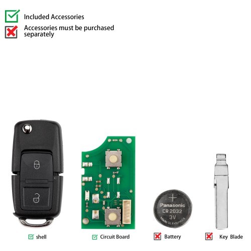 [5pieces/lot] KEYDIY KD B01-2 Universal Flip Remote Key 2 Buttons for Volkswagen Type