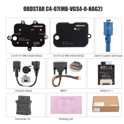 2026 OBDSTAR C4-07 (MB-VGS4-0-NAG2) Adapter Kit Full Configuration Included TCM-012 and Converter V2 Adapter For OBDSTAR X300 Classic G3 / DC706