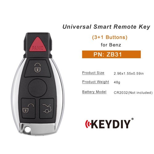 (5PCS/LOT)KEYDIY KD ZB31 Universal Smart Remote Key 3+1 Buttons for Benz Type