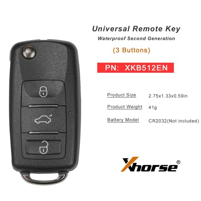 （5PCS/LOT）XHORSE XKB512EN B5 Style 3 Buttons Second Generation Wired Remote Key